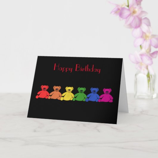 Carte Rainbow Teddies Anniversaire (Orchidée)