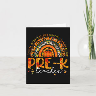 Carte Rainbow Thankful PrK enseignant automne Thanksgivi