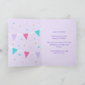 Carte Rainbow Unicorn âge personnalisé violet anniversai (Intérieur)