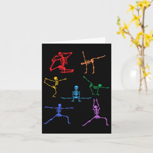 Carte Rainbow Yoga Skeleton Exercice Bone Halloween Part (Fleur jaune)