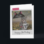 Carte Rainy Day Coffee Tabby Cat Funny Birthday Card<br><div class="desc">Éclairez tout amoureux des chats anniversaire avec ce félin fantaisiste et amusant !</div>