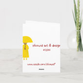 Carte Rainy Day Girl with Teddy Bear Note Card (Dos)