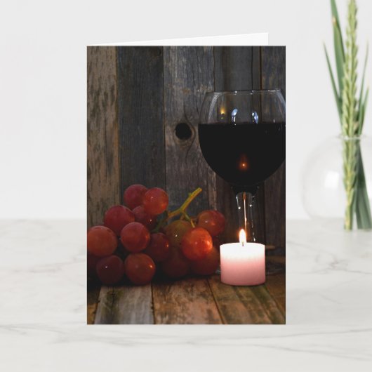 Carte raisins rouges avec verre à vin (Devant)