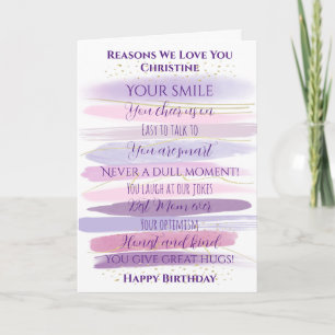 Carte Raisons de l'anniversaire Nous vous aimons Aquarel