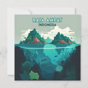 Carte Raja Ampat Indonésie Sous-marin Scuba Retro