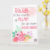 Carte Rajab - Mois saint bénédictions -Conception floral (Fleur jaune)