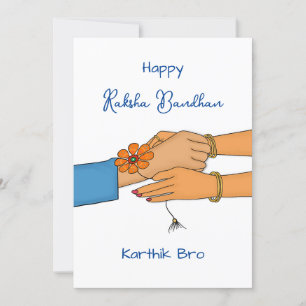 Carte Raksha Bandhan avec nom, carte Rakhi / Rakhr