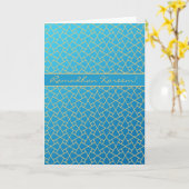 Carte Ramadan bleu et or, Motif islamique (Fleur jaune)
