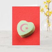 Carte Ramadan Green Candy Coeur Crescent Lune et étoile (Fleur jaune)