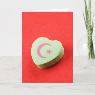Carte Ramadan Green Candy Coeur Crescent Lune et étoile