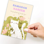 Carte Ramadan Kareem Chat Fleurs colorées