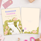 Carte Ramadan Kareem Chat Fleurs colorées
