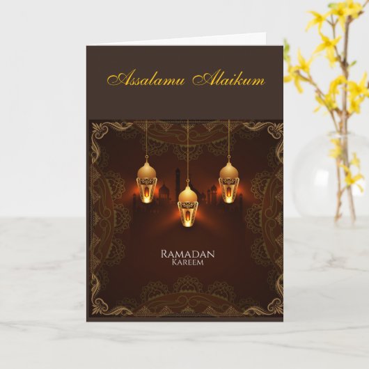 Carte Ramadan Kareem & Eid Mubarak Customized Greeting (Fleur jaune)