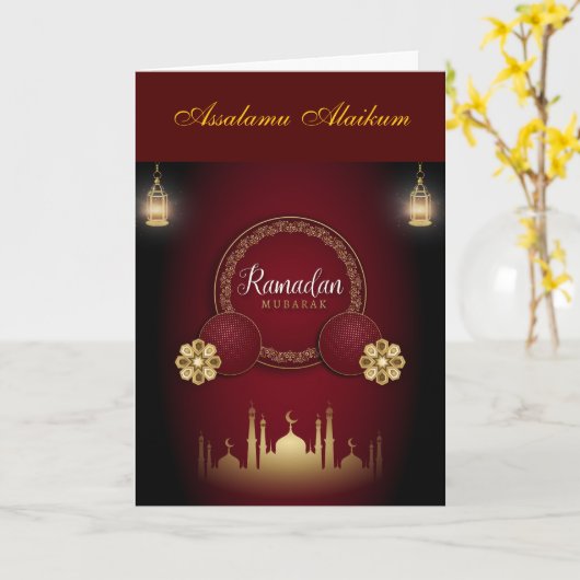 Carte Ramadan Kareem & Eid Mubarak Customized Greeting (Fleur jaune)