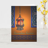 Carte Ramadan Kareem, Fanoos et Fenêtres Filigree (Fleur jaune)