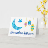 Carte Ramadan Kareem Salutations avec les Fanoos et la L (Fleur jaune)