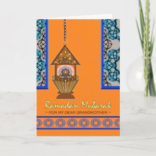 Carte Ramadan Moubarak pour grand-mère, Lanterne des Fan