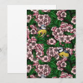 Carte Rameaux bleus dans le cerisier en fleurs en vert (Devant / Derrière)