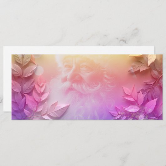 Carte Rameaux de fleurs et père noël (Devant / Derrière)