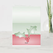 Carte Rameaux de houx vert clair rose Noël (Dos)