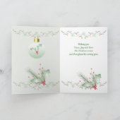 Carte Rameaux de houx vert clair rose Noël (Intérieur)