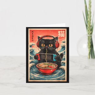 Carte Ramen Japonais de Chat Graphique Drôle Kawaii Chat