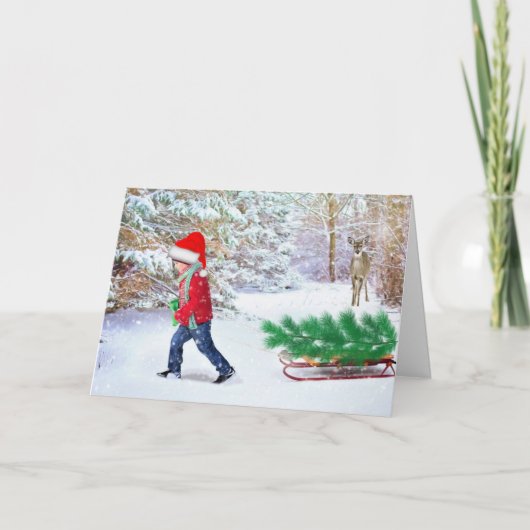Carte Ramener à la maison l'arbre de Noël avec message à (Devant)