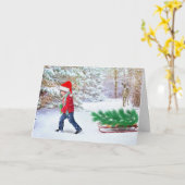 Carte Ramener l'arbre de Noël avec message intérieur (Fleur jaune)
