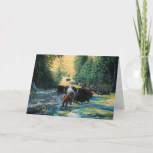 Carte Ranch horse and Angus cattle herd drive and river