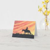 Carte Randonnée à cheval au coucher du soleil (Fleur jaune)