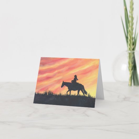 Carte Randonnée à cheval au coucher du soleil (Devant)