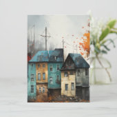 Carte Rangée de maisons à l'automne Bonjour Appartement (Debout devant)