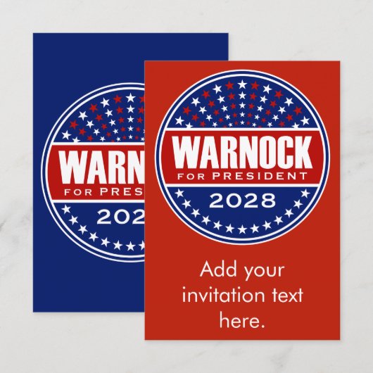 Carte Raphael Warnock pour Président 2028 (Devant / Derrière)