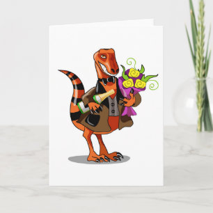 Carte Raptor Tenant Une Bouteille De Vin Et Fleurs Étinc