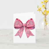 Carte Raquette de badminton à ruban rose noeud coquette (Fleur jaune)