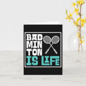 Carte Raquette de badminton - Drôle joueur de badminton (Fleur jaune)