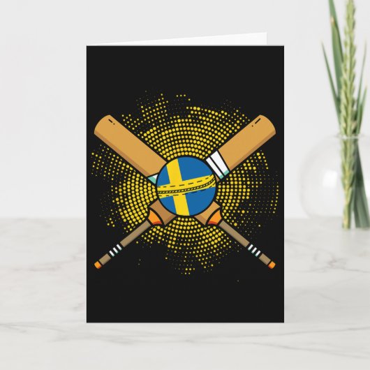 Carte Raquette de cricket suédoise et ll drapeau de la S (Devant)