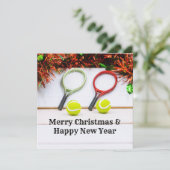 Carte Raquette de tennis avec décoration de Noël (Debout devant)