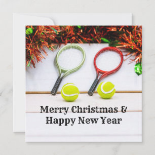Carte Raquette de tennis avec décoration de Noël