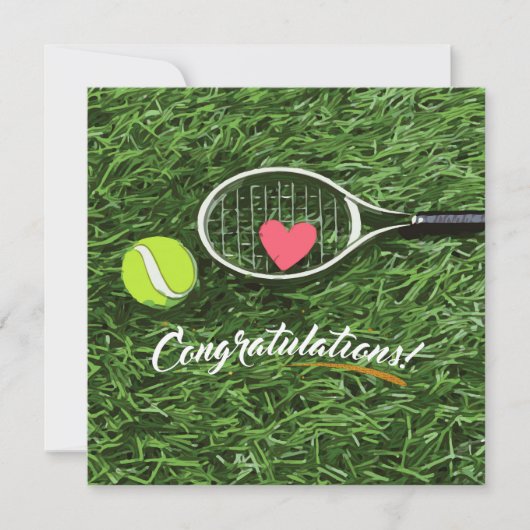 Carte Raquette de tennis et balle avec félicitations d'a (Devant)