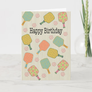 Carte Raquettes et boules de Pickleball d'anniversaire