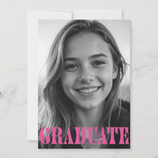Carte Raspberry Pink Modern Graduation Announcement Card