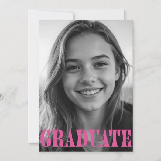 Carte Raspberry Pink Modern Graduation Announcement Card (Devant)