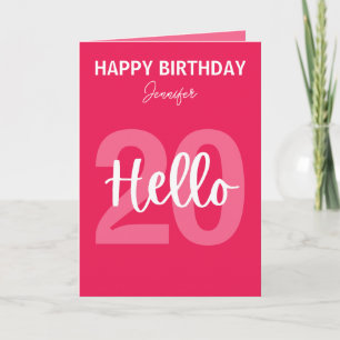 Carte Raspberry Rose Hello 20 Personnalisé Anniversaire