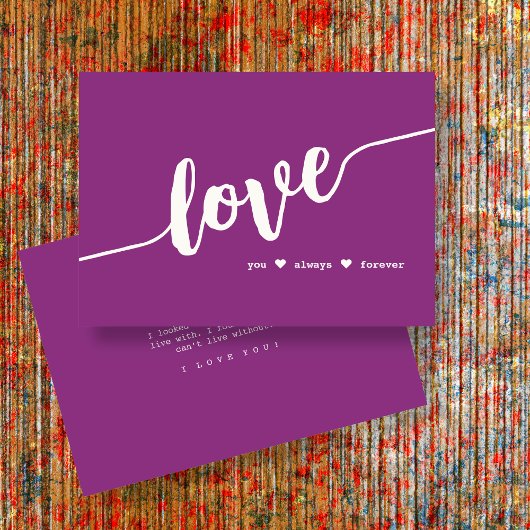 Carte Raspberry Script "Love You Always Forever"