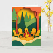 Carte Rassemblement autour d'un feu de camp (Fleur jaune)