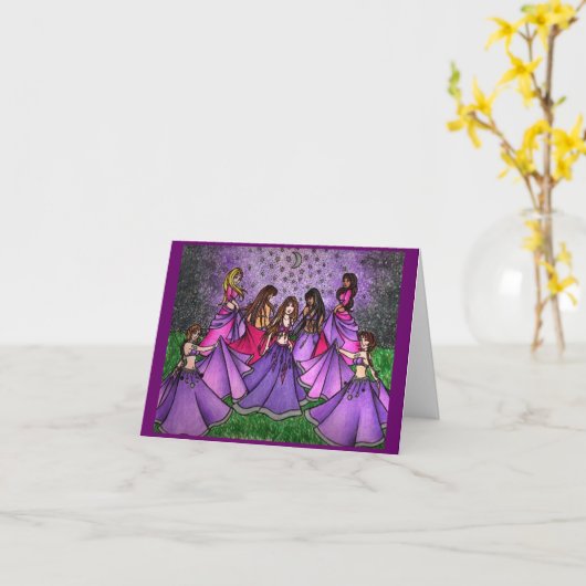 Carte Rassemblement de danseurs du ventre en violet (Fleur jaune)