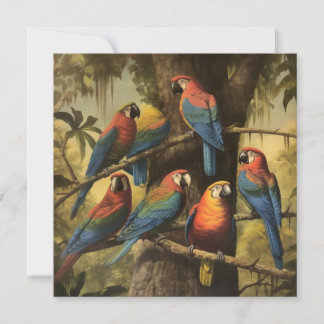 Carte Rassemblement de jungle d'ara rouge vibrant botani