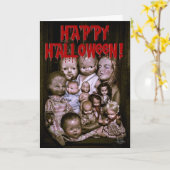 Carte Rassemblement de poupées déplaisantes d'Halloween. (Fleur jaune)