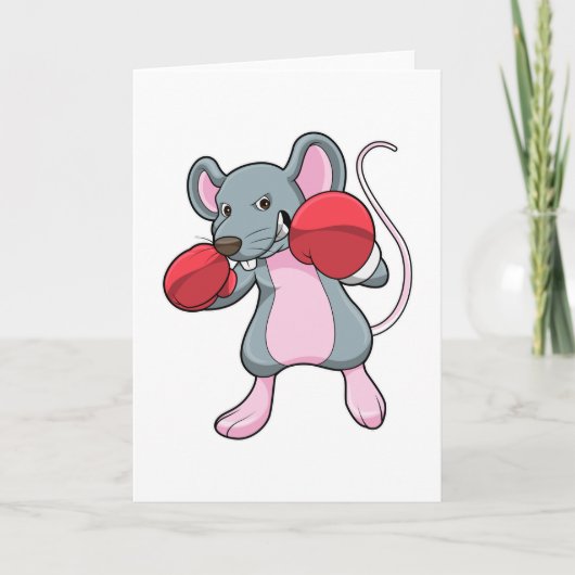 Carte Rat au combat de boxe avec gants de boxe (Devant)